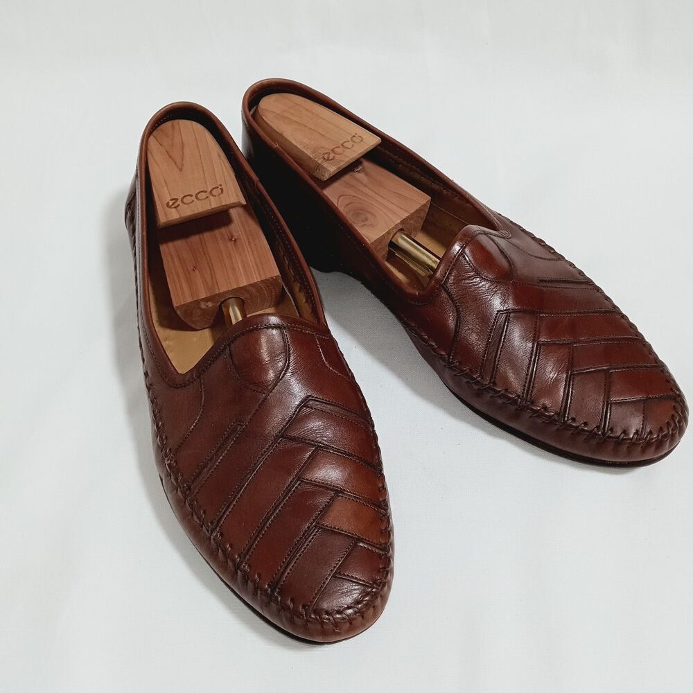 Santoni Leather Loafer Slip On Mens 11 D Made In Italy Brown 18845